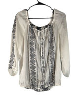 WHBM Embroidered Paisley Bohemian Style Long Sleeve Intricate Blouse Women Med Photo 0