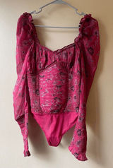 Intimately Free People Brunch Date Red Floral Bodysuit Size XS NWT Photo 0