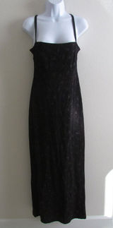 Bari Jay Maxi Dress‎ XS Burgundy Glitter Open Back Rhinestone 90s Vintage Gown Photo 0