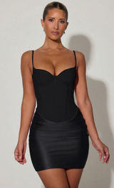 Oh Polly Lovella Draped Corset Mini Dress in Black Size 6 New Photo 0