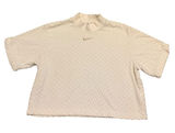 Nike Mock Neck Crop Top Womens M Sail White Textured Chevron Knit Sporty Core Photo 0