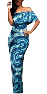NEW Women's Off-Shoulder Ruffle Floral Dress Blue‎ Size Small Summer Party Vacay Photo 0