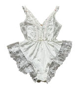 Vintage Tosca Teddy Lingerie White Nylon Pink Ruffle Lace Coquette Sexy Feminine Photo 0