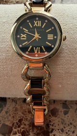 Anne Klein Gold and Black Roman Numeral Watch Photo 0