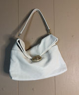 Banana Republic White Perforated Leather Shoulder Bag Photo 0