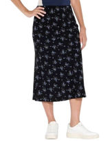 Wild Fable Black & Blue Floral Print Stretchy Midi Skirt Photo 0