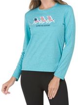 Life is Good Long Sleeve Performance Shirt‎ Beach Chair Americana Flag Small Photo 0