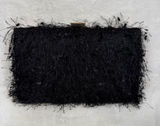 Urban Expressions Black Fringed Eyelash Clutch Gold Chain Crossbody Bag NEW Photo 0