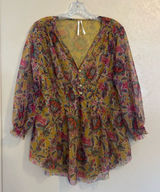 Anthropologie Gretchen Romantic Floral Smocked Blouse sz M Photo 0