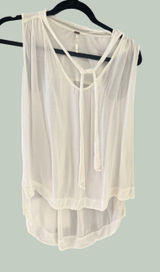 Free People Womens White Rayon Sleeveless Tie Neck High Low Blouse Size S Photo 0
