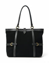 Vintage Nordstrom Brand Black Suede Leather Shoulder Tote Made in Italy Photo 0