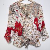 VTG 90s Women Fairy Grunge Boho Top Large Patchwork Western Bell‎ Flare Sleeve Photo 0