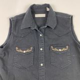 Vintage‎ Banana Republic Vest Womens Large Western Pearl Snap Embroidered Floral Photo 0