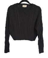 Denim & Supply Ralph Lauren Black Cableknit Boxy Crewneck Sweater Small Photo 0