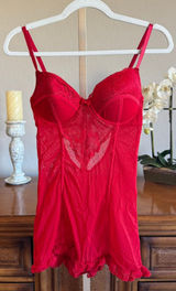Just Sexy Frederick’s of Hollywood Red Sheer Lace Babydoll Negligee M Photo 0