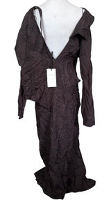 ZARA NWT Brown Crinkle Jacquard Maxi Dress Sz M Avant Garde Dark Romantic Photo 0