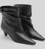 Nwt Mango Mng Black Asa Slouchy Leather Kitten Heel Ankle Boots Bootie Eu39 Us 9 Photo 0