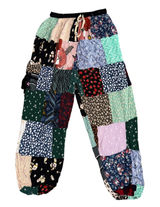 Unbranded Patchwork Joggers Women One Size Multicolor Excellent Boho Rayon Green Photo 0