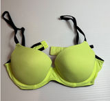 PINK Victoria's‎ Secret Wear Everywhere Push Up Bra Neon Yellow Black Trim S Photo 0