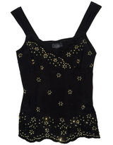 Y2K PL Dress Barn Boho Floral Sleeveless Beaded Formal Tank Top Shirt Photo 0