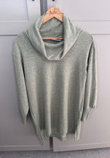 Maeve Anthropologie Cowl Neck Tunic Sweater Sage Green Heathered Knit XS Photo 0