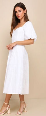 LULU's Casual Summer Bridal Brunch Beach Summer Honeymoon Resort Midi Dress Photo 0