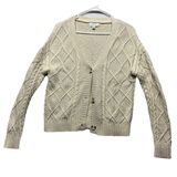 EVEREVE Cable Knit Cardigan XS 100% Cotton V-Neck Sweater Cream Preppy Fisherman Photo 0