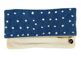 Clare V Polka Dot Denim Leather Foldover Clutch Photo 0