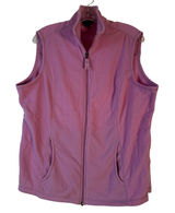 Lands End Womens Fleece Vest Pink Full Zip Mock Neck Pockets Size Large L Photo 0