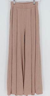 By Together Ribbed Wide Leg Palazzo Pants Mauve Pink High Waist Small Photo 0