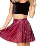 Blackmilk Red Mini Skater Skirt with Pleats for Casual Night Out Photo 0