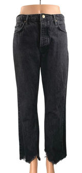 Free People We The Free High Rise Raw Hem Frayed Straight Leg Denim Jeans Sz 28 Photo 0
