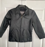 Wilsons Leather Moto Jacket Kids Size L Black Y2K Vintage Biker Zip Up Coat Photo 0