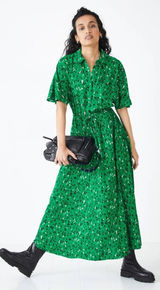 Hush Ren Shirt Dress Leopard Heart Print Women Sz‎ 6 Green Short Sleeve Colorful Photo 0