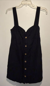 Anthropologie Maeve Twist-Front Tie Cutout Back Mini Dress Linen Blend Black S Photo 0