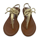 Kate Spade New York metallic gold thong open toe sandals tie bow preppy size 8.5 Photo 0