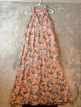 Lola Australia Sapphire 100% Cotton Tiered Maxi‎ Dress Size Small Floral Pink Photo 0