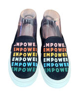 Keds Women Empower Slip On Sneakers Black Rainbow Text‎ Print Size 7.5 statement Photo 0