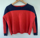 C By Bloomingdales‎ Red/Blue Long Sleeve Cashmere Sweatshirt Photo 0