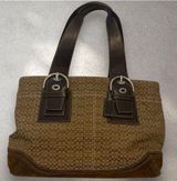 Coach Soho Tote/Shoulder Bag Jacquard Signature Brown Suede - Vintage Photo 0