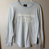 Abercrombie & Fitch Long Sleeve Logo Tee Light‎ Blue Graphic Shirt XS Y2K Photo 0