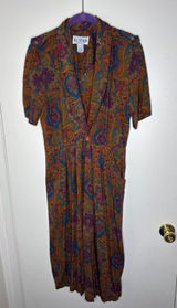VTG 80s R.J. Stevens Carol Escritor Paisley Midi Dress Shawl Collar Pockets Sz 6 Photo 0