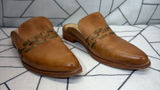 Bed Stu Mules 38 Tan Woven Leather Pointed Toe‎ Slides Low Heel Photo 0