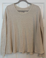 We The Free People Med Waffle‎ Knit Thermal Swing Top Oatmeal Oversized Boho Photo 0
