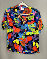 Anthropologie Orane Sigal Shirt Womens XS Multicolor Great Tropical Fruit Print Photo 0