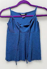 Vintage‎ Y2K Papaya Babydoll Top Cami Spaghetti Straps Blue Medium Photo 0