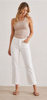 Risen White Mid Rise Straight Crop Ankle Jeans Size 5 (27) Stretch Denim Photo 0