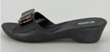 Oka-B Leopard‎ Bow Wedge Sandals Womens 6 Black Slides Shoes Made in USA Photo 0