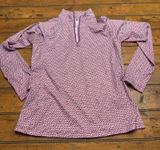 Lady Hagen Womens Geometric Print Quarter Zip Long Top XS Burgundy White‎ Golf Photo 0