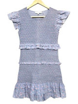 LoveShackFancy Aveline Smocked Baby Blue Ruffled Tiered Mini Dress M Photo 0